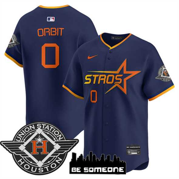 Mens Houston Astros #0 Orbit Navy 2025 City Connect Limited Stitched Jersey Dzhi